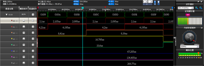 设定触发条件为0x74并设定触发延迟50us