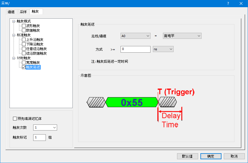 图十一: 触发延迟设定框