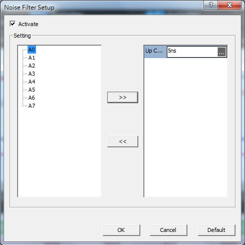 Noise filter settings