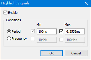 Warning parameter setting window