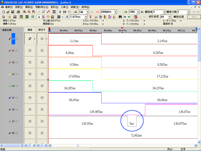 A7通道出現5ns雜訊