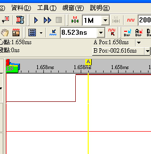 將波形以A Bar為中心點放大後發現A Bar位置與待側上升緣仍有些許差異